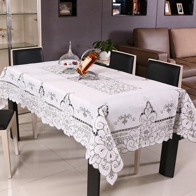 Countryside Tablecloth Slub Yarn Flower Print Hollow European Style Cover Washable Table Cloth For Tea Table