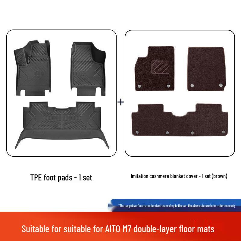 25-Model Double-Layer TPE Floor Mats for AITO M7, Car-Specific Original Color