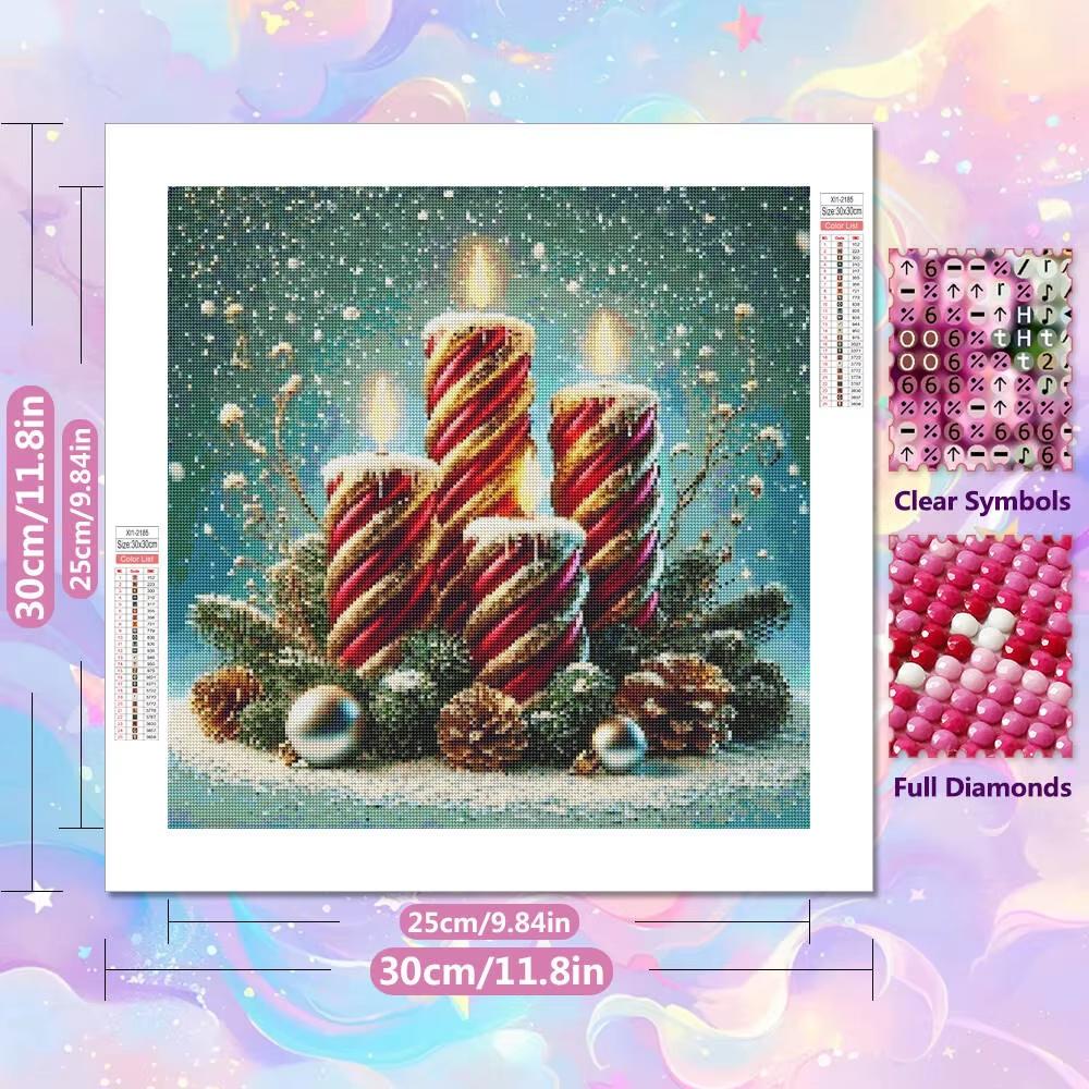 DIY 5D Diamond Painting Christmas Wreath Mosaic Candle Full Drill Embroidery Flower Crafts Art Supplies Unique Gift