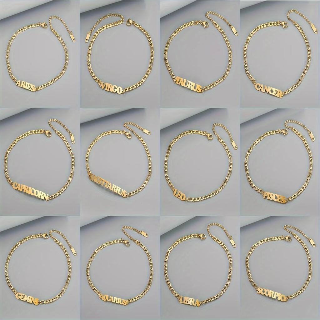 Cross-border new Ximang constellation anklet European and American fashion stainless steel twelve constellation lobster clasp