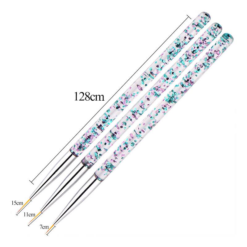 3 buc./set Nail Art Line Painting Pen Slim 3D Tips Set de perii cu gel UV acrilic pentru manichiura