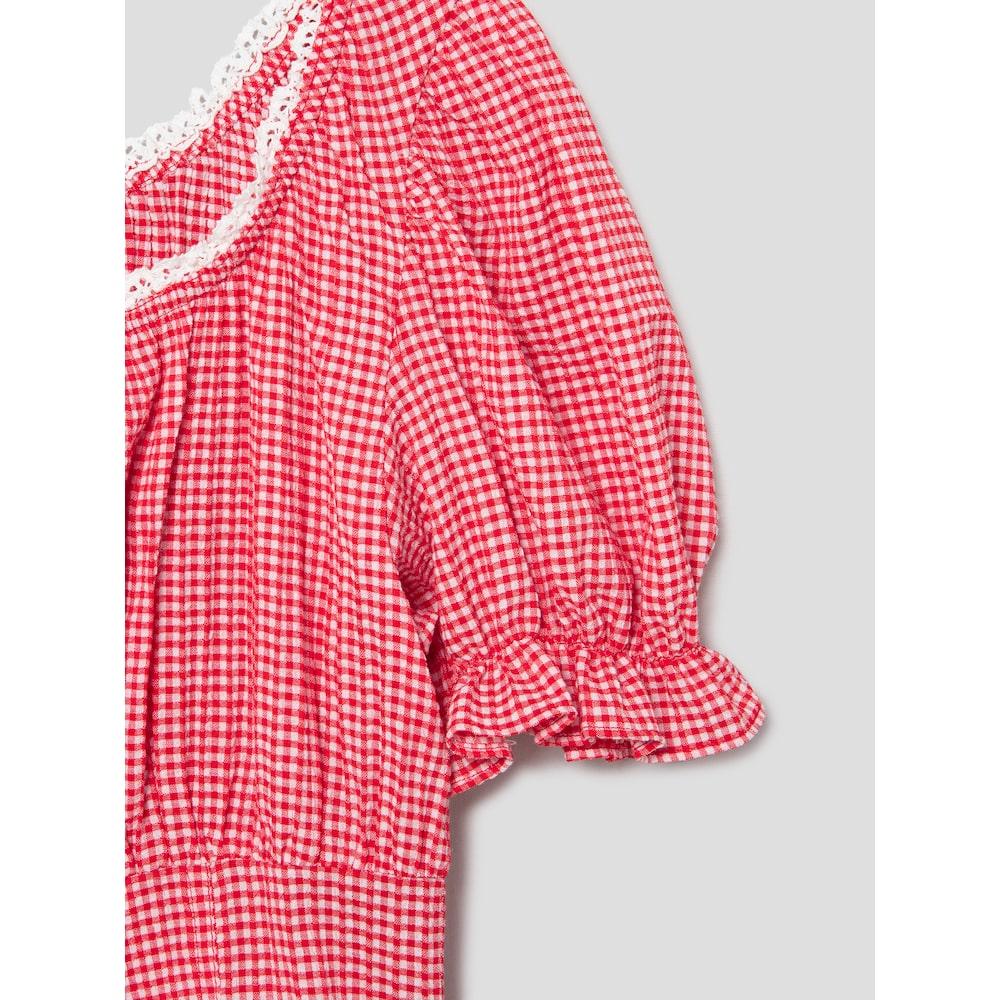 8seconds Gingham Check Crop Blouse Red (114765Ay36)