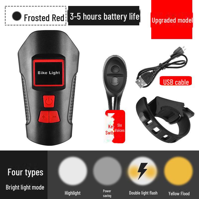 Rechargeable Waterproof USB Night Cycling Light with Speaker and Stopwatch, Strong Headlight.