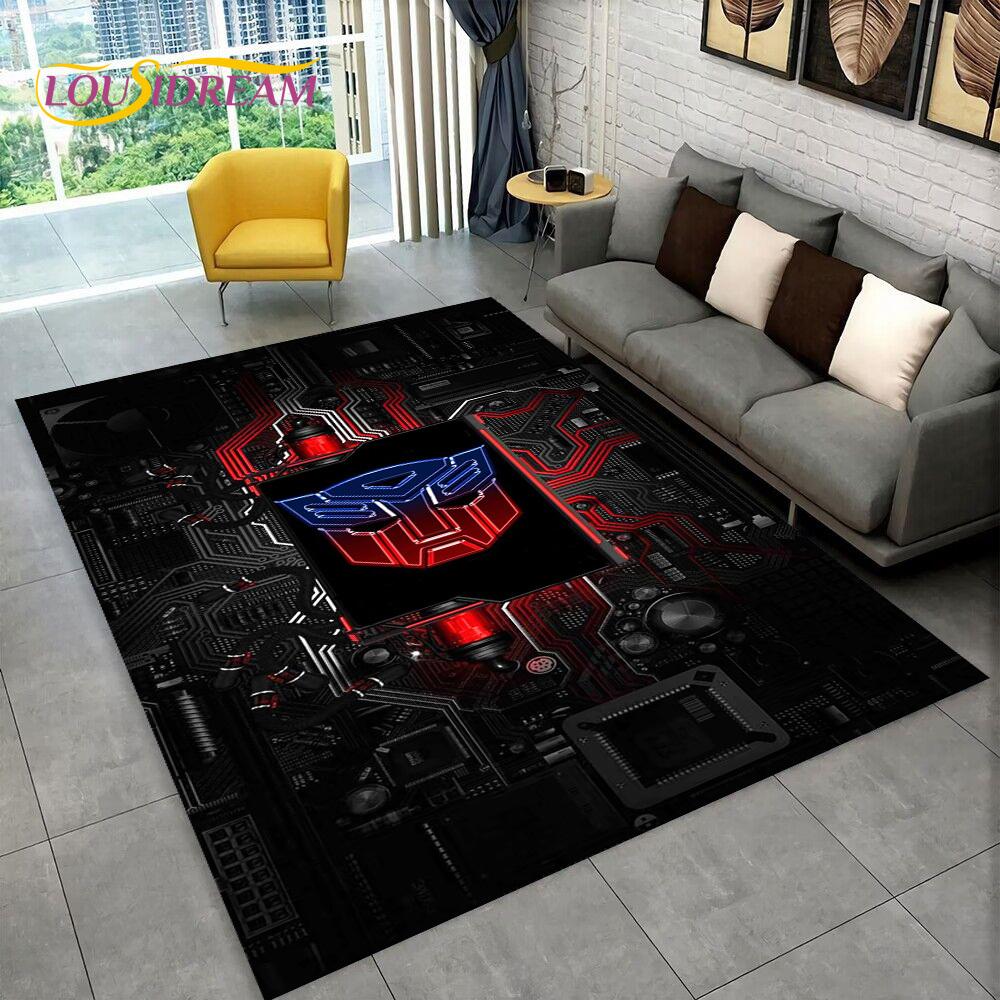 3D Transformers Cartoon Autobots Teppich für Zuhause Wohnzimmer Schlafzimmer Sofa Fußmatte Dekoration, Kinderzimmer Teppich Rutschfeste Bodenmatte Geschenk