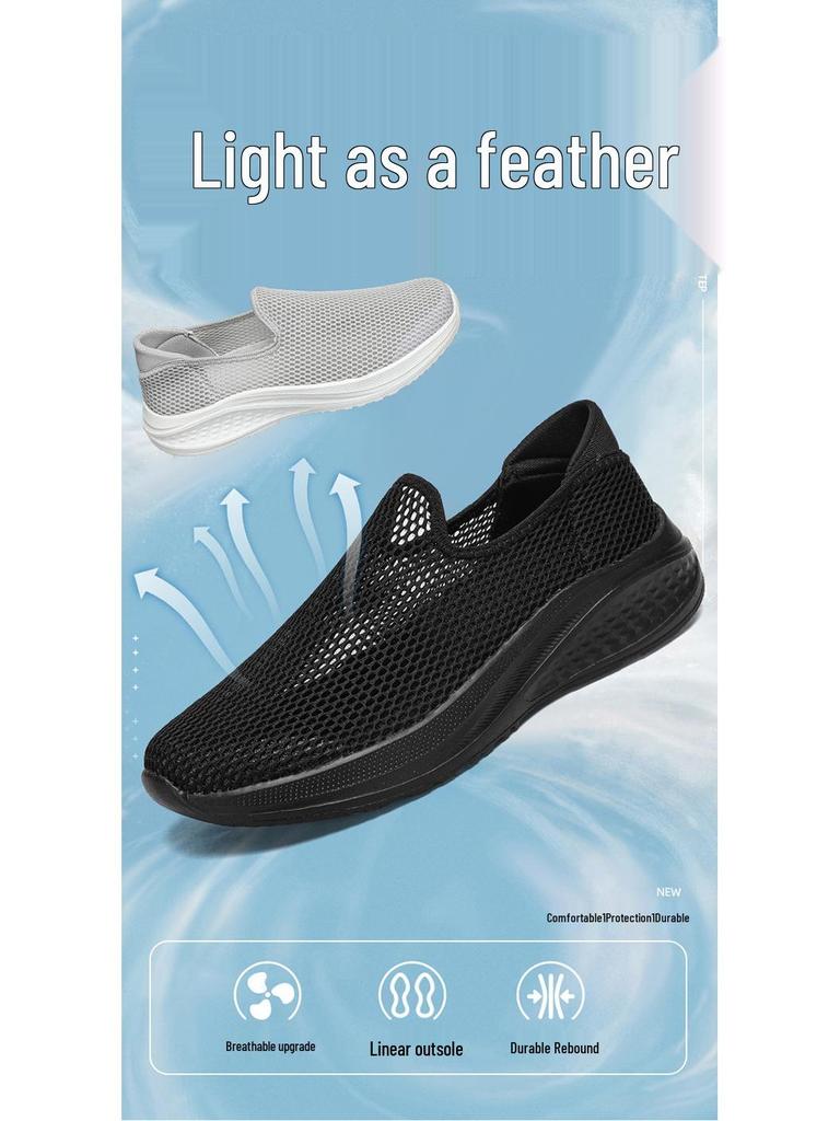 Herrskor, extra stora, sommar, mesh, slip-on sneakers, storlekar 46-48, svarta