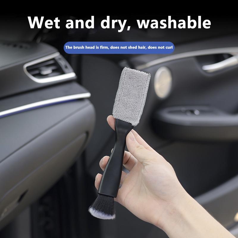 Car air conditioning outlet gap brush Nylon silk soft hair car interior detail double head dust removal cleaning brush