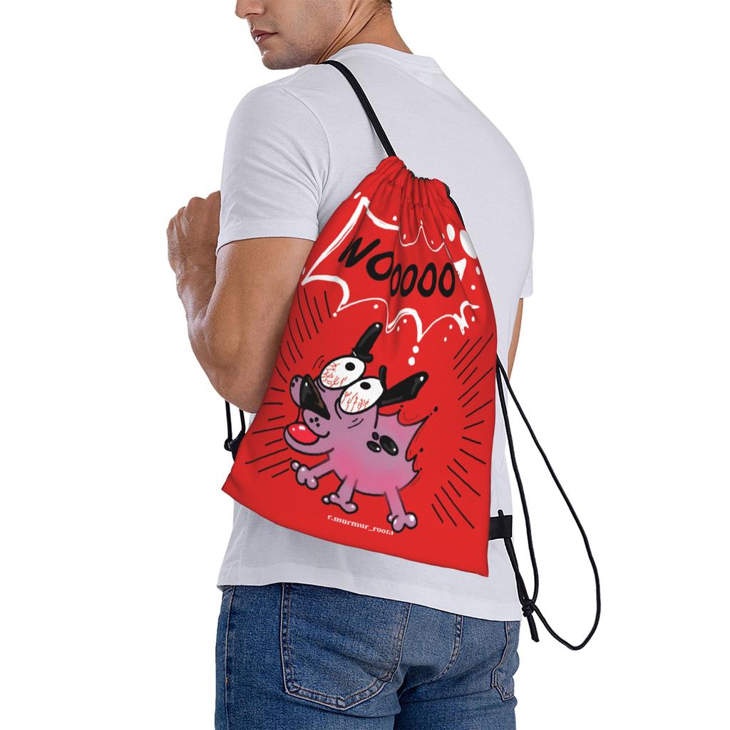 Custom Cowardlyes Dogs Anime Drawstring Bag for Training Yoga Backpacks Men Women Slapstick Sports Gym Sackpack