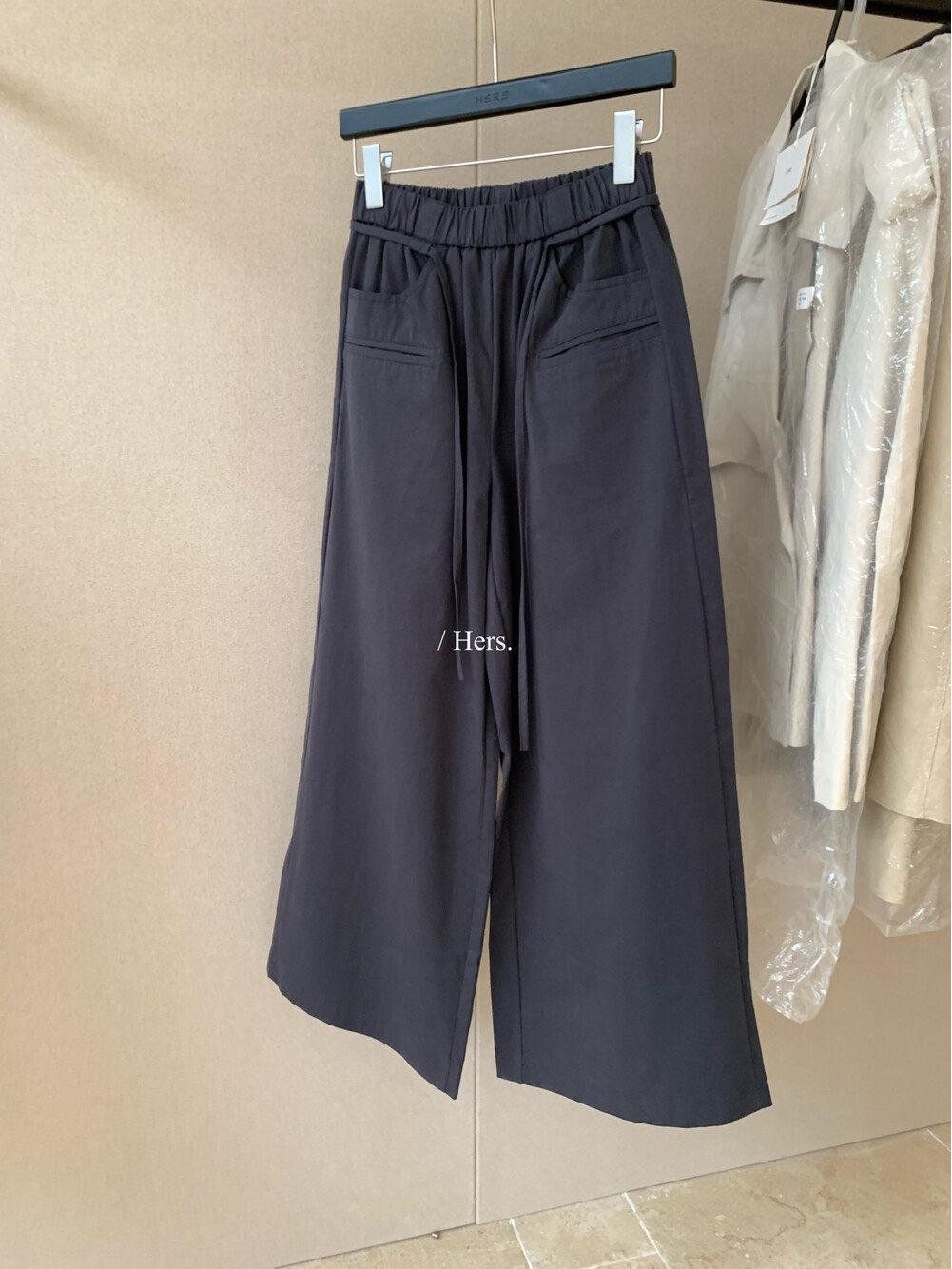 

Hers2026 Women s Casual High-Waisted Wide-Leg Drawstring Pants One Size темно-синього кольору