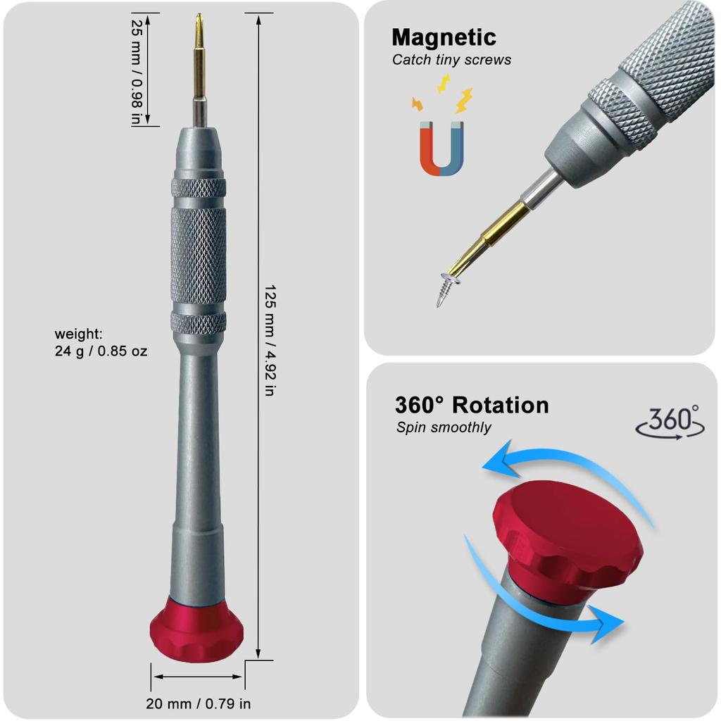 Magnetic Phillips Screwdriver PH 000 Small Phillips Screwdriver Compatible with DJI Propellers S2 and Swivel Tops #000 1.5mm, iPhone, MacBook, &