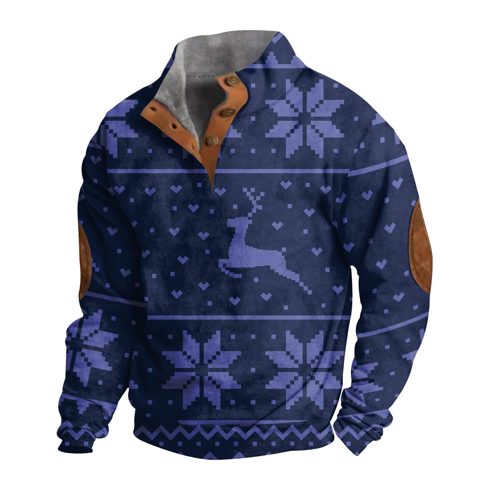 

Men s Buttoned Sweatshirt With European And American /winter Printed Long Sleeved Sweatshirt XL фіолетовий