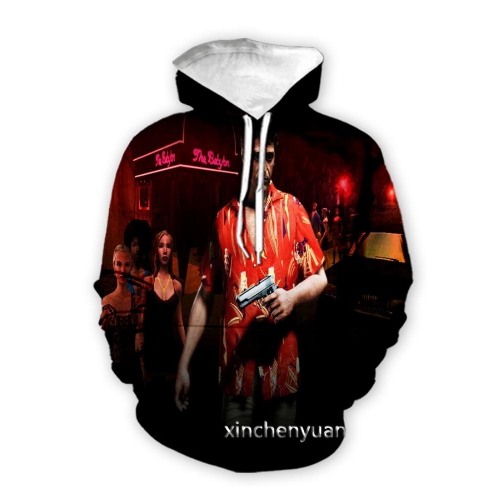 Cross Border Popular Scarface 3D Printed Long Sleeved Sweatshirt for European and American Men's Casual Hooded Sweatshirt