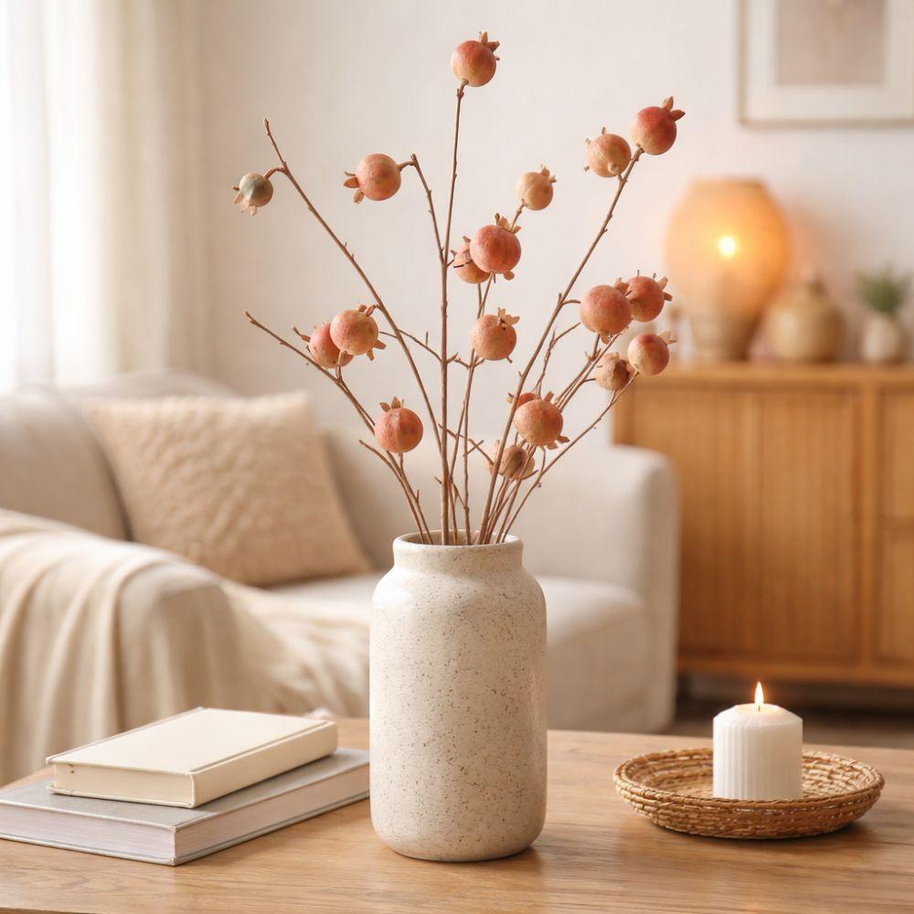 8 Fruit Artificial Pomegranate Branch Plastic Handmade Foam Fruits Branches Realistic Decorative Fake Plants