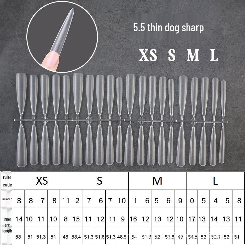 

Junzhuo Thin Long Point Trapezoid Nail Tips, No File or Trim Needed, Size 5.5, European Style, Wearable Manicure.