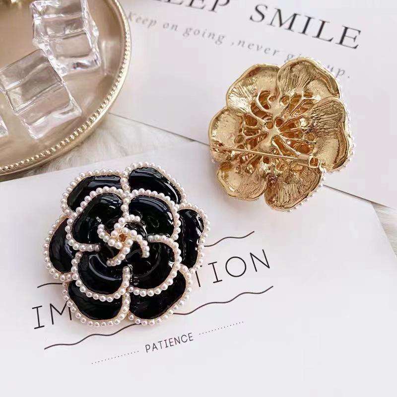 Trending French-Style Pearl Camellia Brooch - Korean Flower Lapel Pin Accessory