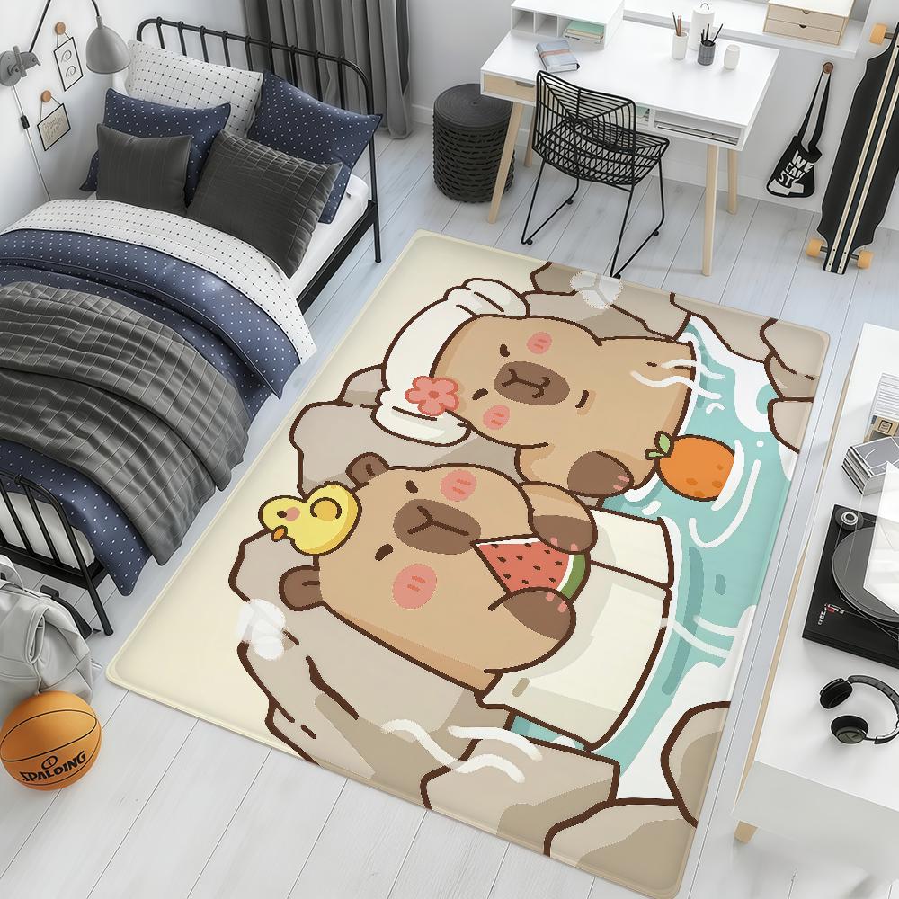 

cartoon cute funny art Capybara hogar Bedside Rug Kitchen Bath Floor Mat Hallway Balcony Carpet Entrance Doormat Decor Home 40cm x 60cm