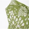 Printed Hollow Out Sling Women Dress Elegant Green Sleeveless Backless High Waist Dresses Female Summer Lady Beach Robe