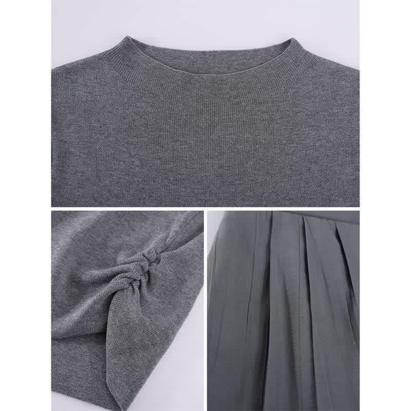 Women's Elegant Knit T-shirt & Wide-Leg Pants Set