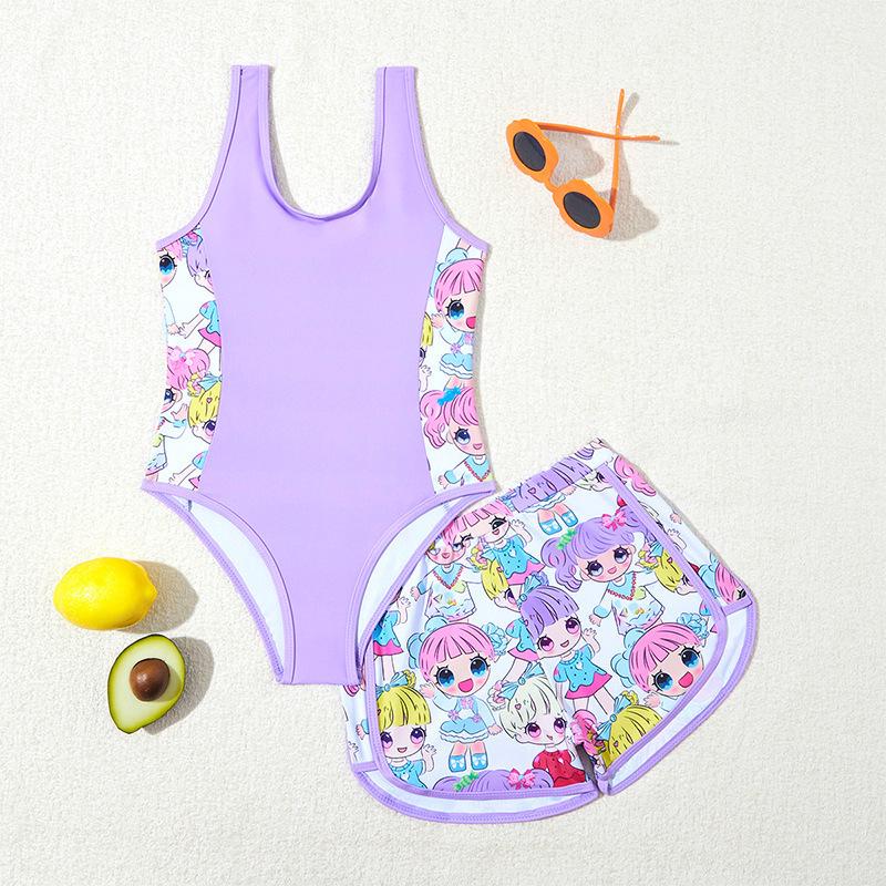 

European & American Print Kids One-Piece Swimsuit & Cute Girl Bikini Set 9 Years фиолетовый