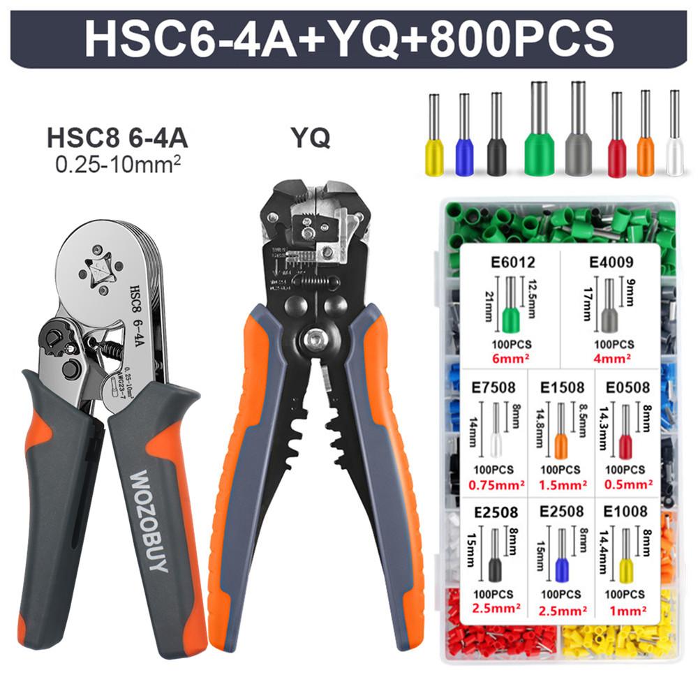 HSC8 6-4A/6-6A Crimping Pliers Kit,Stripping Cutting Plier with Tube Terminal Suit WOZOBUY Brand Electric Tools Set