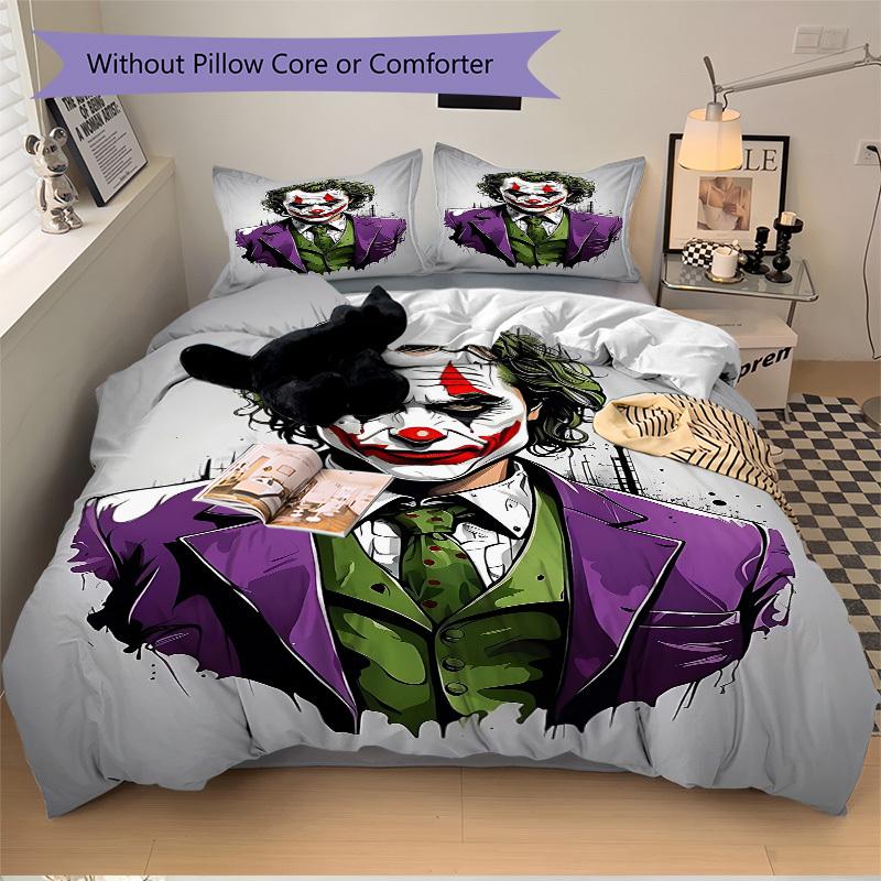3pcs Joker Bedding Set, Soft Polyester Duvet Cover and Pillowcases Machine Washable Seasons all suitable & Guest Room Decor294