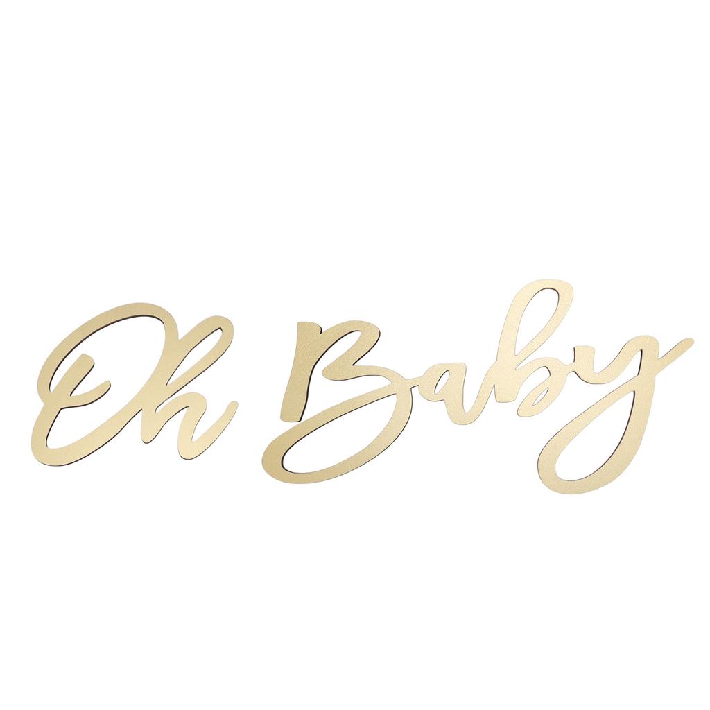Oh Baby Wooden Sign Plaque Oh Baby Sign Cutout for Gender Reveal Parties Nursery Decor Gold