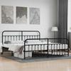 vidaXL Bed Frame with Headboard and Footboard Metal Black 200x200 Cm