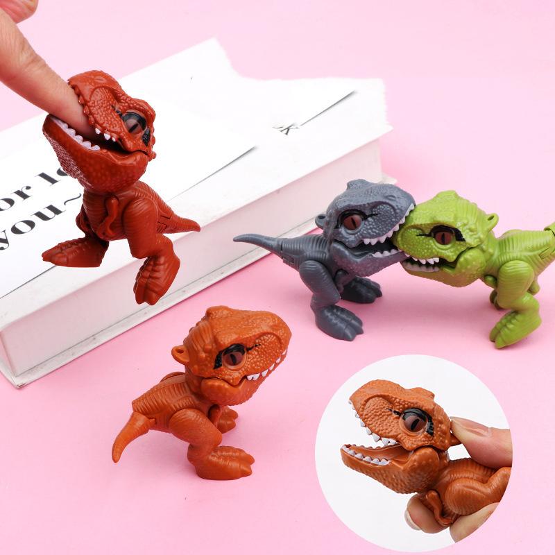 4pcs/Sets Finger Dinosaur Anime Action Figures Playthings Funny Lnteractive Biting Hand Creativity Tricky Tyrannosaurus Model