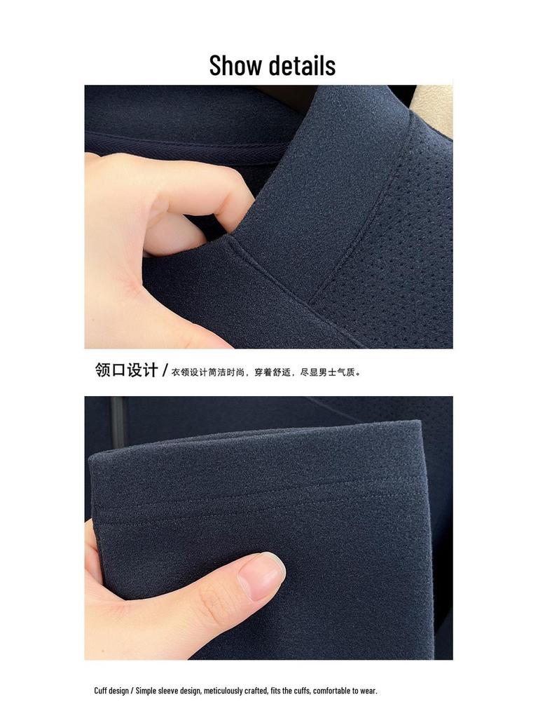 Men's Stand Collar Half-Zip Hoodie - Casual Autumn/Winter Long Sleeve Base Layer