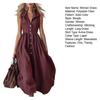 Summer Maxi Shirt Dress for Women Sleeveless Button Down Lapel Long Dress Beach Vacation A-line Flowy Sundress with Pockets