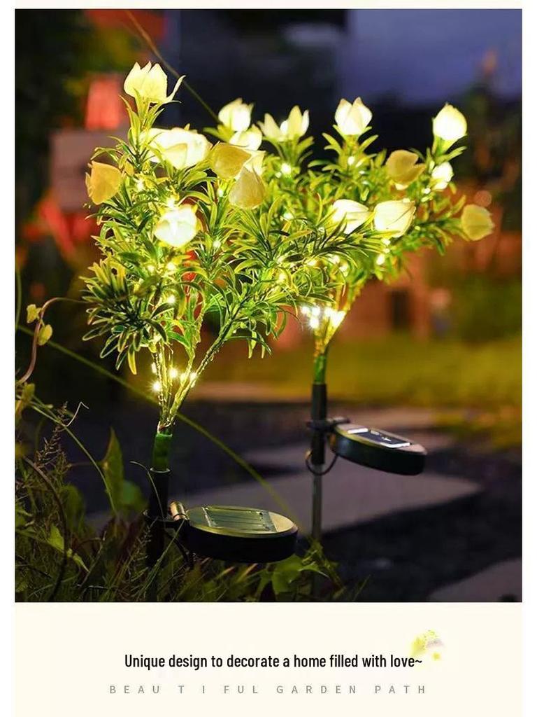 Solar LED Gardenia Light: Waterproof Outdoor Lawn Decoration with Ground Stake