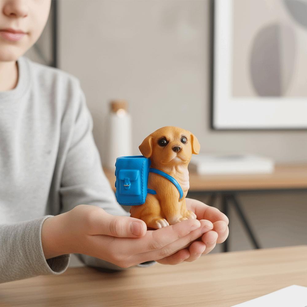Waterproof Puppy Backpack Pen Holder Creative Stationery Storage Box Dog-Shaped Pencil Cup  Boys