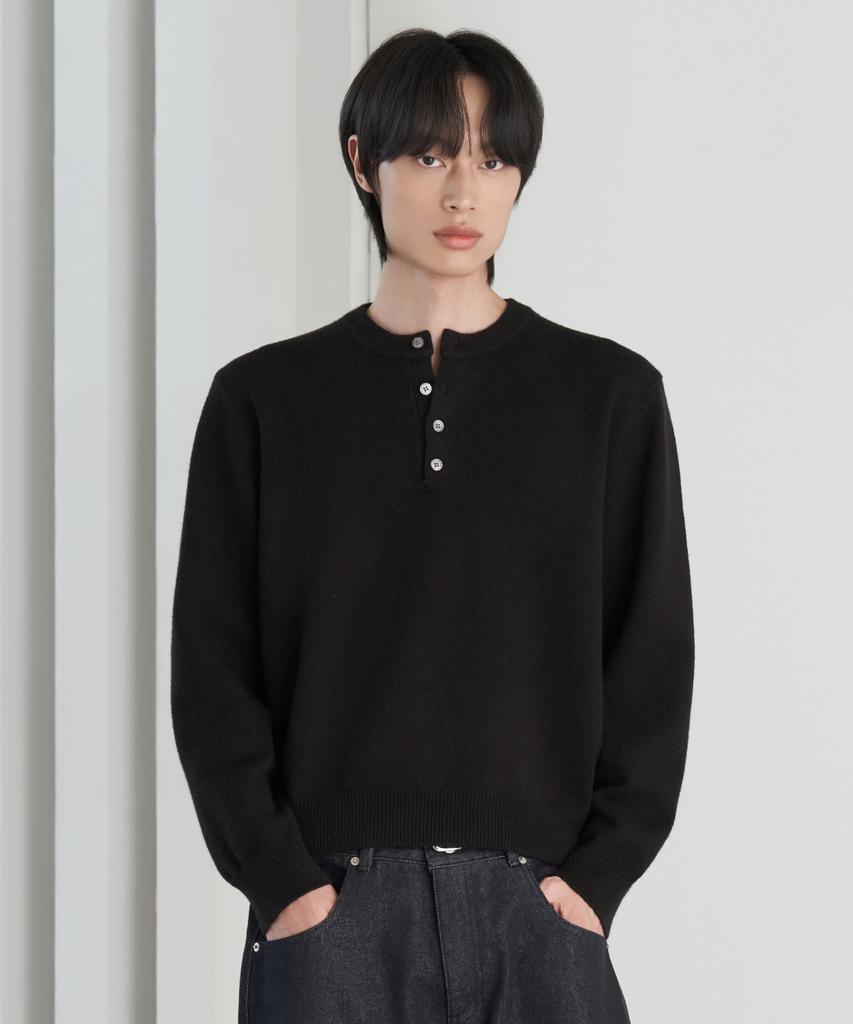 HYOJI 26 Fw Washable Soft Touch Henley Neck Crop Knit (5 Colors)