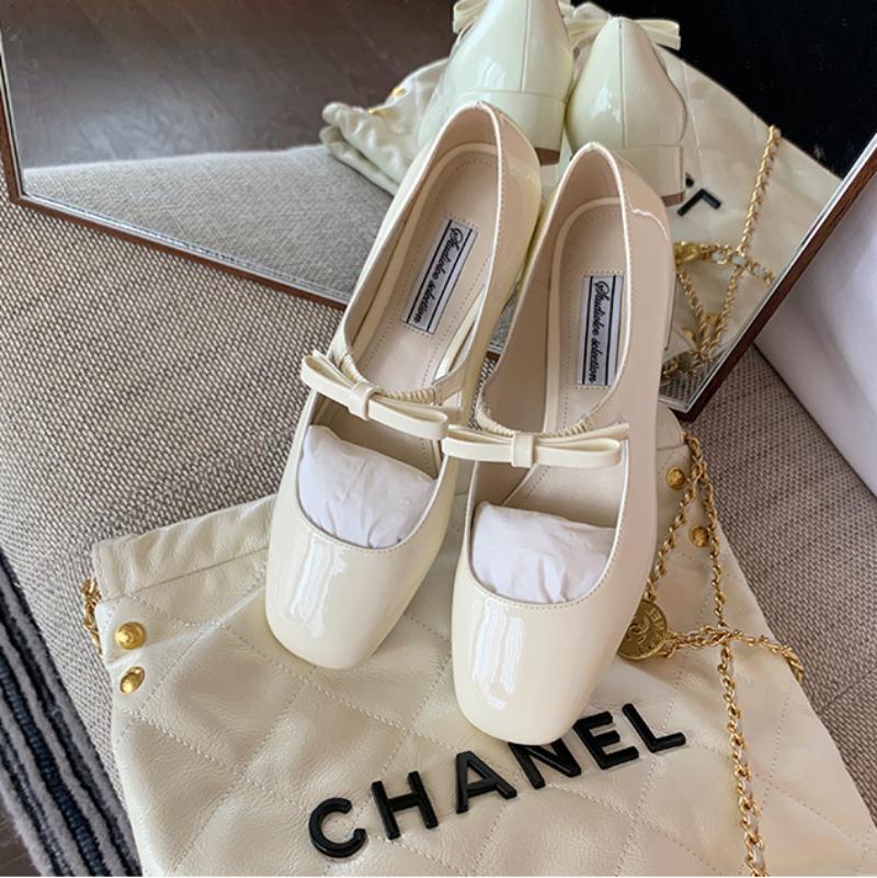 Fashion Women's Shoes New Spring Autumn Low Heels Bow Tie Shallow Cut Ballet Single Shoes Women's Mary Jane Shoes Ladies Heels