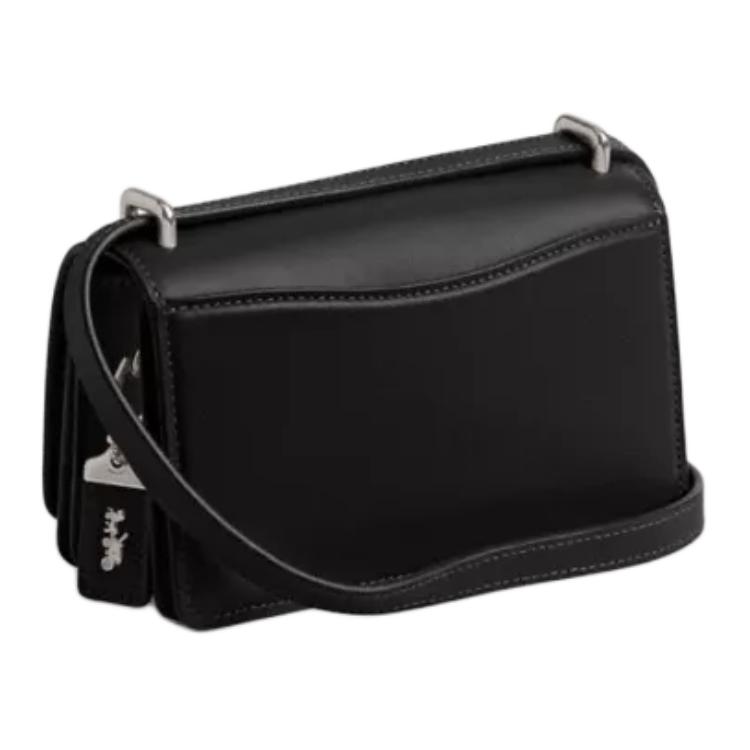 Coach Bandit 18 Snap Closure Exquisite Calfskin Shoulder Crossbody Bag Small Women Bags Black CV461-LHBLK