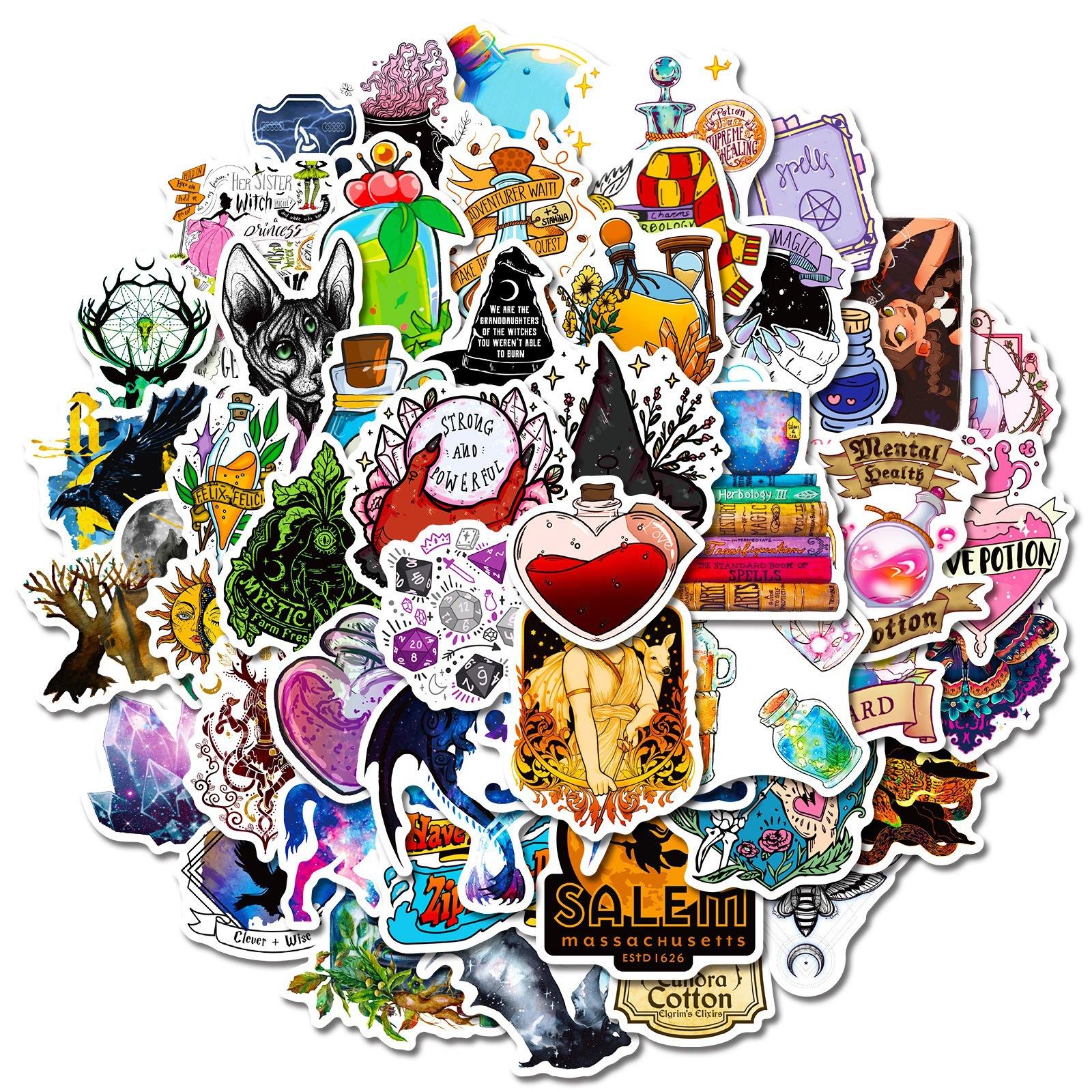 

50 Medieval Magic Stickers New European and American Art Cartoon Mobile Phone Case Stickers