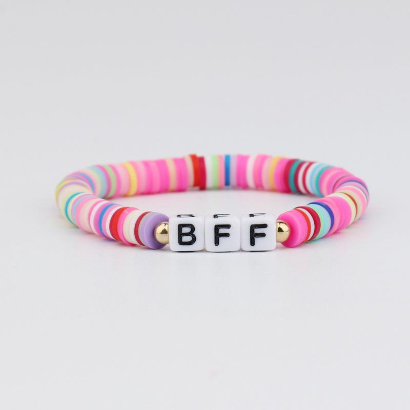 Bohemian Style Best Friend Letter & Bead Bracelet Set - Colorful & Soft Friendship Bracelets