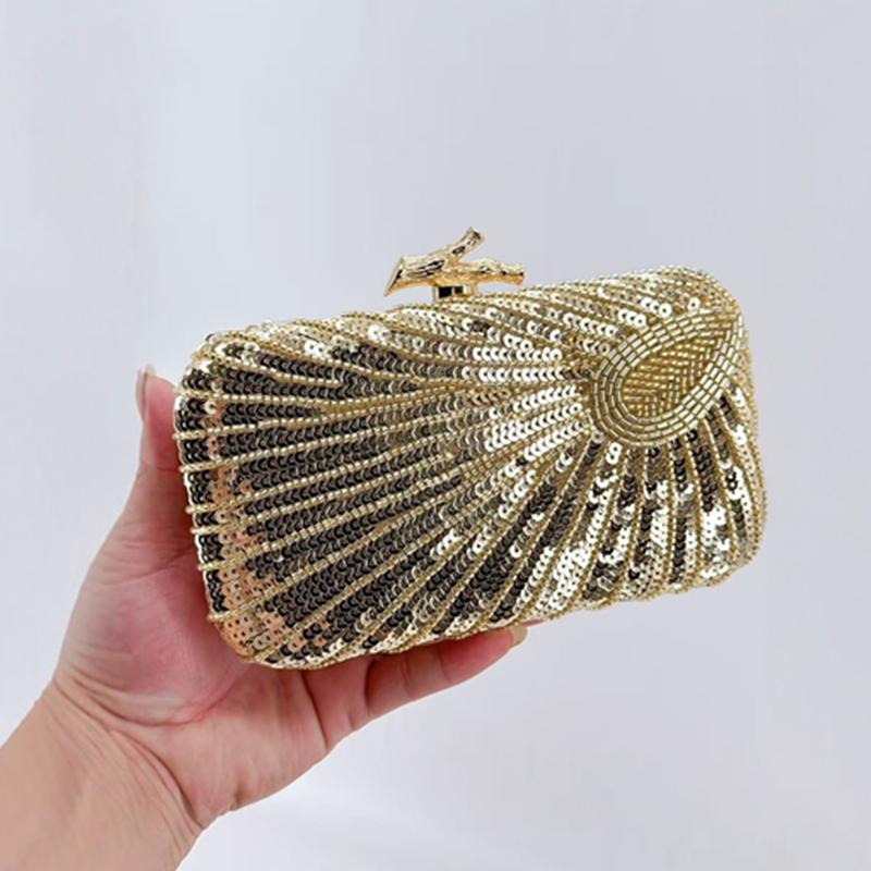 

2026 Luxury New Design Handmade Sequin Wome s Evening Bag Glitter Personality Clutch Handbag High End Party Dress Crossbody Bag золотой