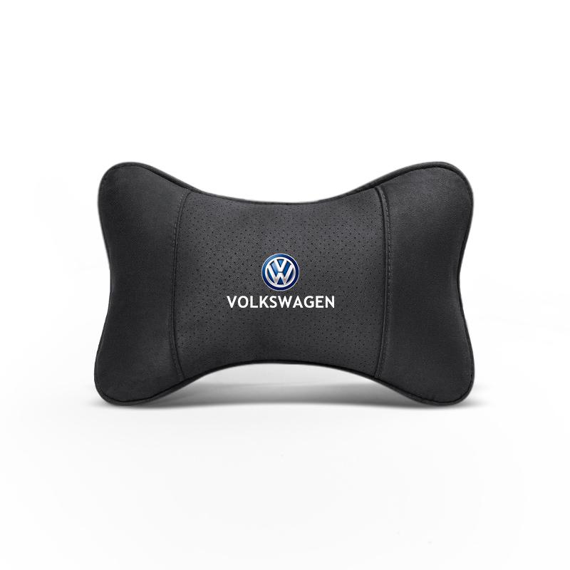 Car Headrest Suede Pillow Seat Memory Foam Accessories Valve Cap For VW Golf Amarok T5 Phaeton Teramont ID3 Tiguan T-Cross Passa Ze8