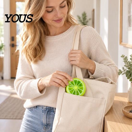 Daily Pill Management Tool 7 Day Organizer, Portable Rotary Case, Cute Fruit Style Vitamin Holder for Trips Compact ABS Container Travel And