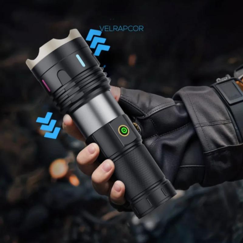 Powerful Super Long Range LED Flashlight Type-C Charging Strong Light 3 Modes Zoom Tactical Handlamp Outdoor Camping Lantern