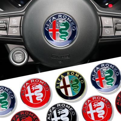 40mm Car Steering Wheel Emblem Sticker Central Console Knob Badge for Giulietta Mito Giulia Stelvio Brera 147 156 159
