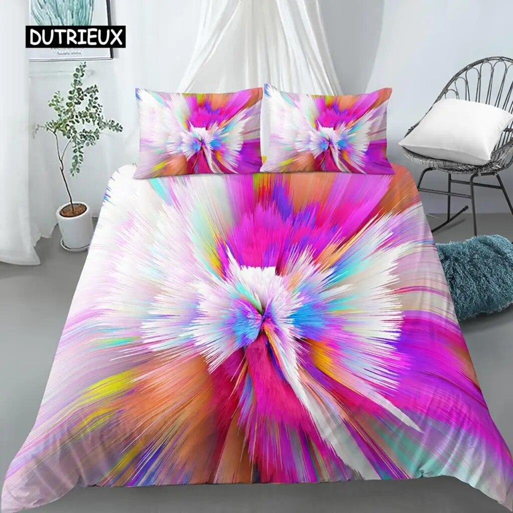 Σετ κρεβατοκάμαρας 3D Tie Dye King Queen Σετ κρεβατοκάμαρας σε στυλ Splash Ink για παιδιά Έφηβοι Ενήλικες Σετ τριών τεμαχίων Παπλωματοθήκη από πολυεστέρα μοντέρνας τέχνης