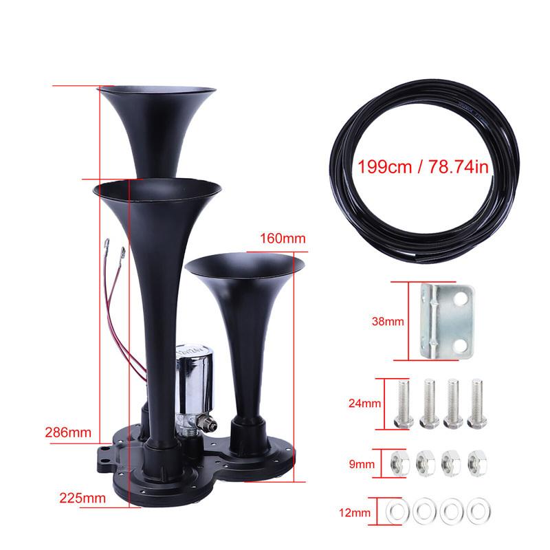 Buzina de Trem 600DB Super Alta 3 Trompetes Kit de Buzina a Ar Para Caminhão Semi-Reboque Barco Van Carro