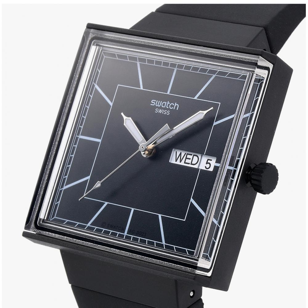 Swatch So34b701 What If Blackagain Public Urethane Watch