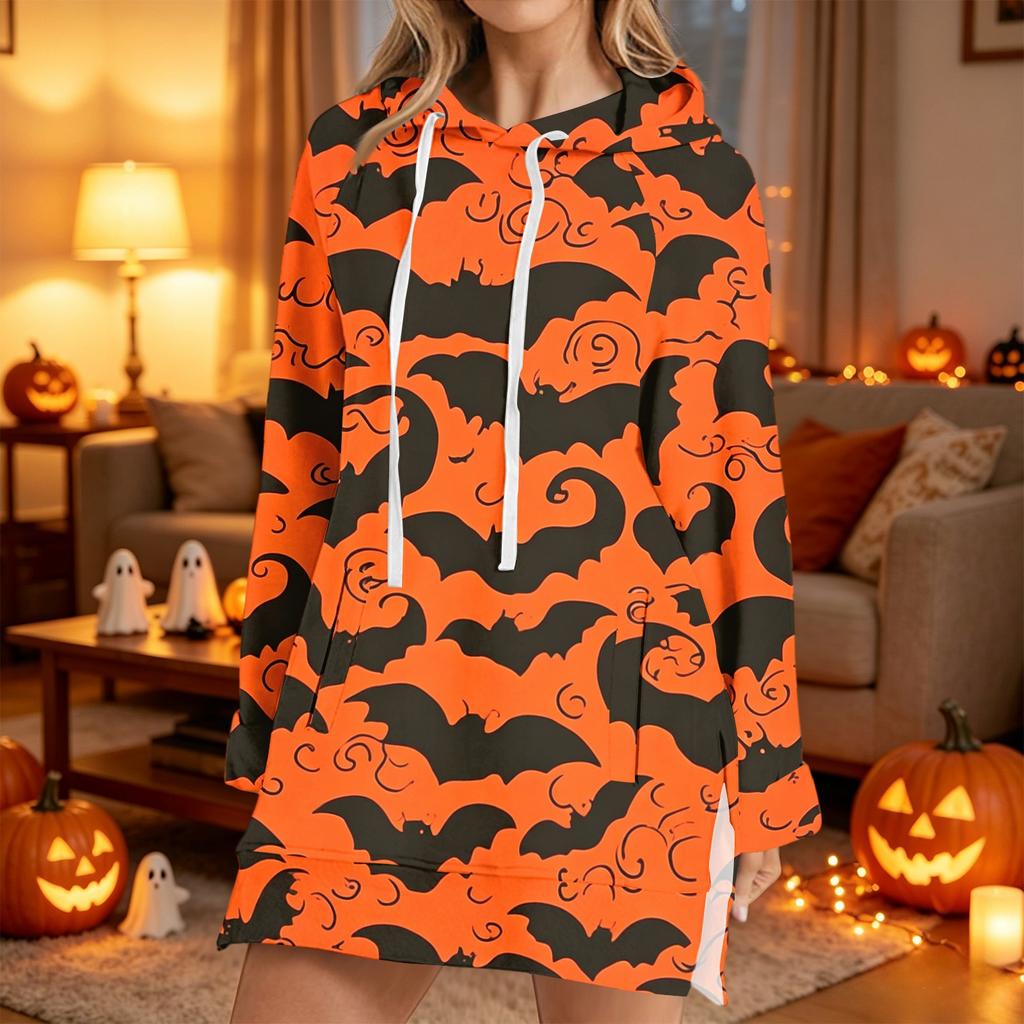 Women's Casual Long Sleeve Halloween Print Hoodie Pullover Top