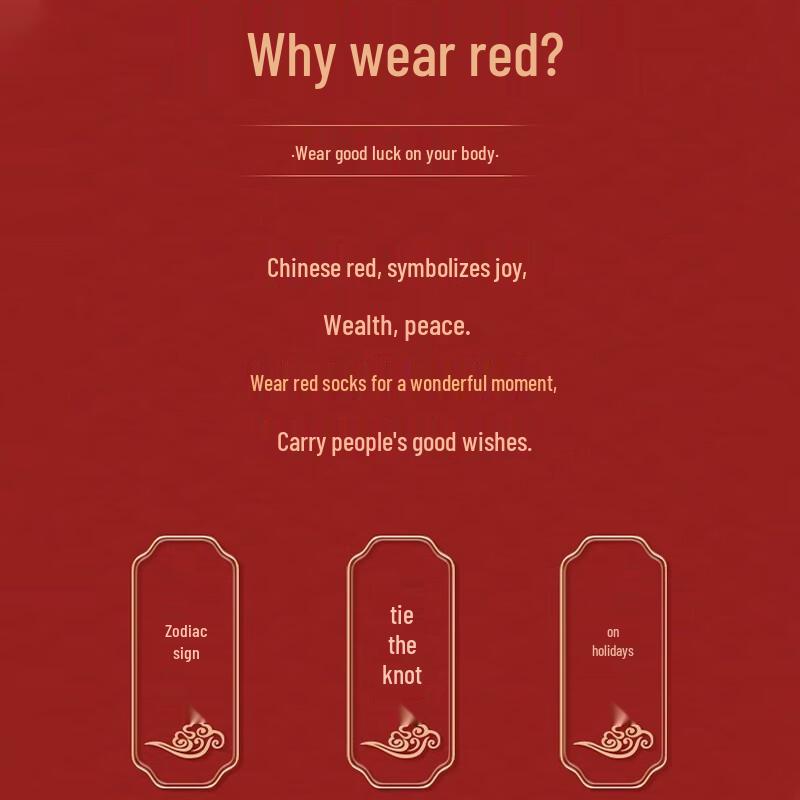 Langsha Men's Lucky Red Cotton Mid-Calf Socks