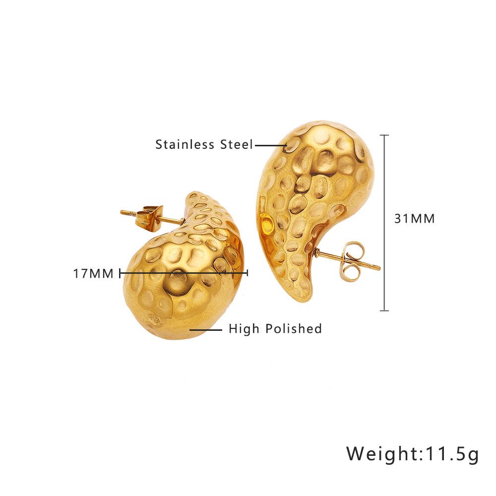 European and American INS Style Stainless Steel Water Drop Gold Ear Studs