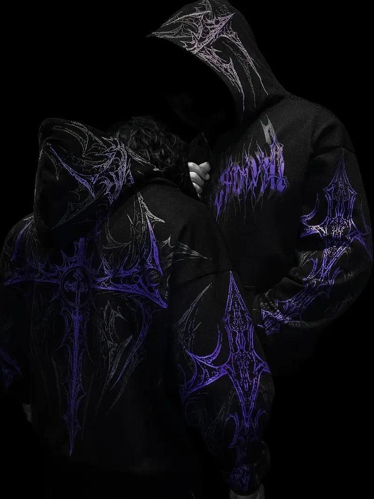 Divine Breath Zipper Hoodie: Men's Dark Style Fitness Sweatshirt