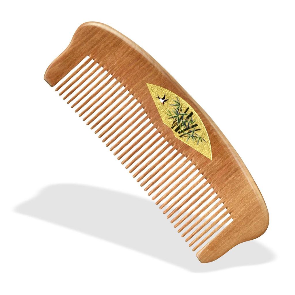 Nanmu Gold Painted Hairdressing Comb - Smooth Finish Women's Souvenir Gift