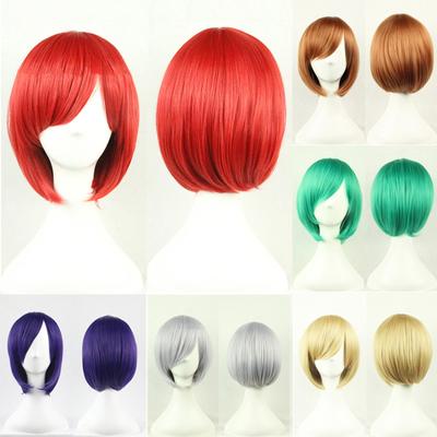 Fashion Girl Natural Short Straight Wig Slant Bangs Wig Trim Face Wave Head